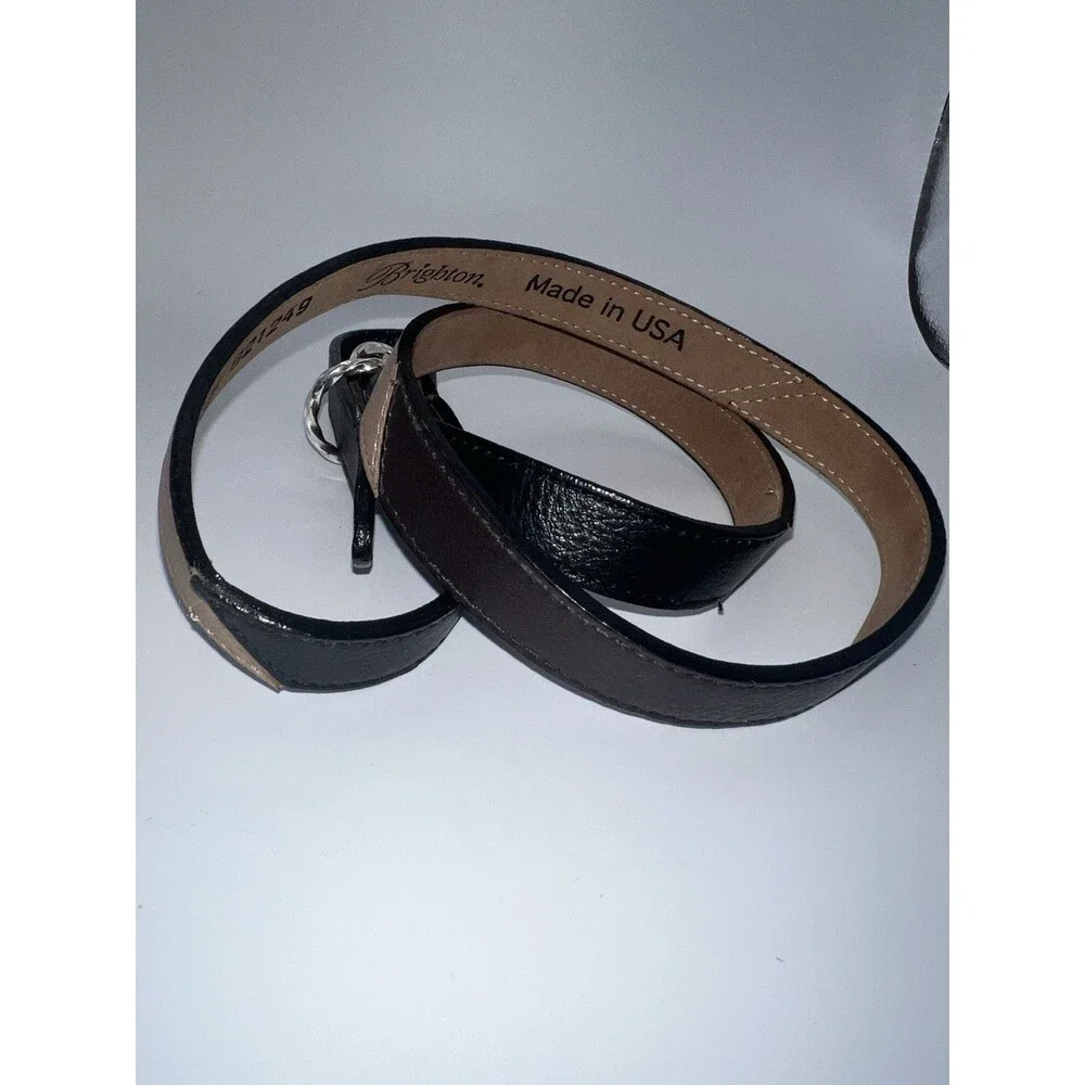 Brighton BLOCK PARTY Leather Belt Sz M 36-38 two-tone brown USA Made B21249